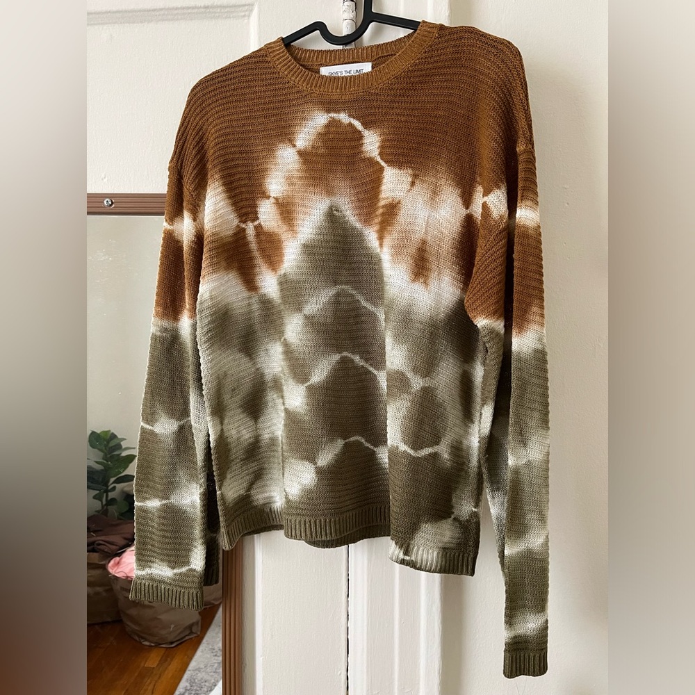 Skyes The Limit- Brown and Green Tie-Dye Sweater